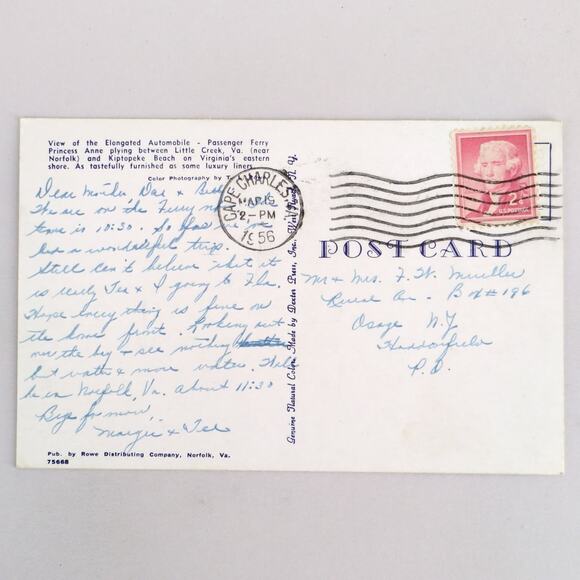 Princess Anne Passenger Ferry Luxury Liner 1950s Postcard Virginia Cruise Ship - Picture 2 of 2